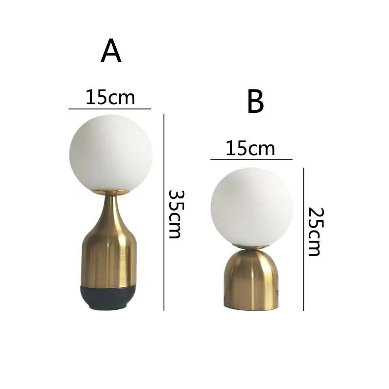 Modern Home Nordic Glass Ball Brass Table Lamps